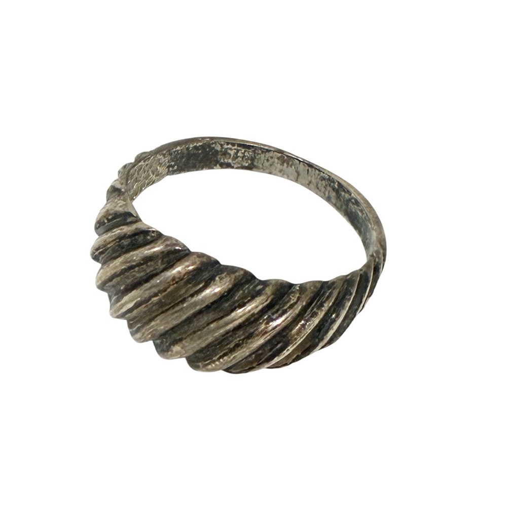 Vintage Sterling Silver Signed Ring Size 4.5 Cigar Band‎ Style Puffy Seashell